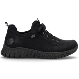 Chaussures slip-on noires pour femmes, imperméables et confortables, Rieker M5352-00 le noir