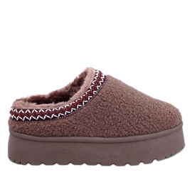 Boots de neige courtes avec Agneau Kaki brun
