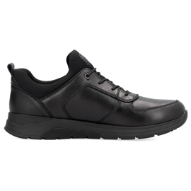 Chaussures à enfiler noires confortables en cuir pour hommes Rieker 39653-00