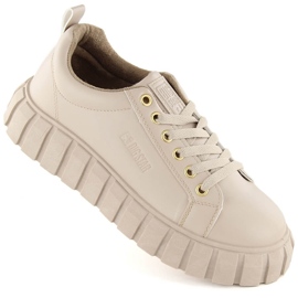 Chaussures à lacets plateforme femme beige Big Star MM274618 Chaussures à lacets plateforme femme beige Big Star MM274618