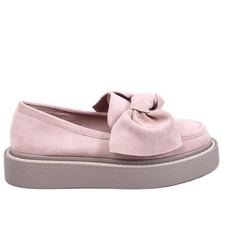 Mocassins Tempelton en daim rose avec nœud