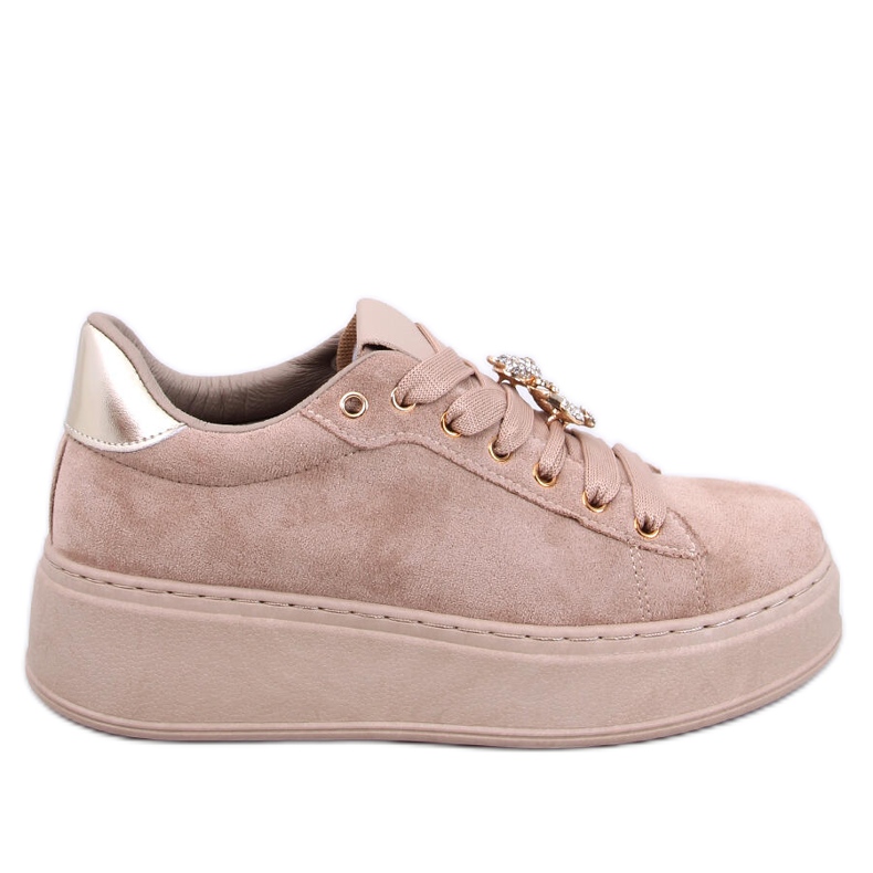 Baskets à plateforme avec ours en peluche en cristal Silma Kaki beige Baskets à plateforme avec ours en peluche en cristal Silma Kaki beige