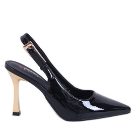 Mariot Escarpins vernis noirs à talon ouvert