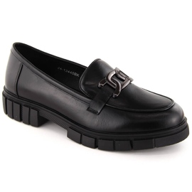 Mocassins femme avec chaîne, noir Potocki 12440