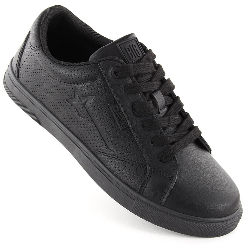 Chaussures de sport pour hommes en cuir écologique, noires Big Star OO174021 le noir