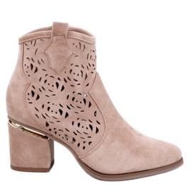 Bottines à talons ajourées Donovan Kaki beige