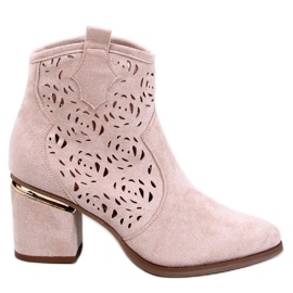Donovan Bottines à talons ajourées beiges