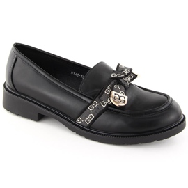 Mocassins femme avec nœud, noir S.Barski HY42-331 le noir