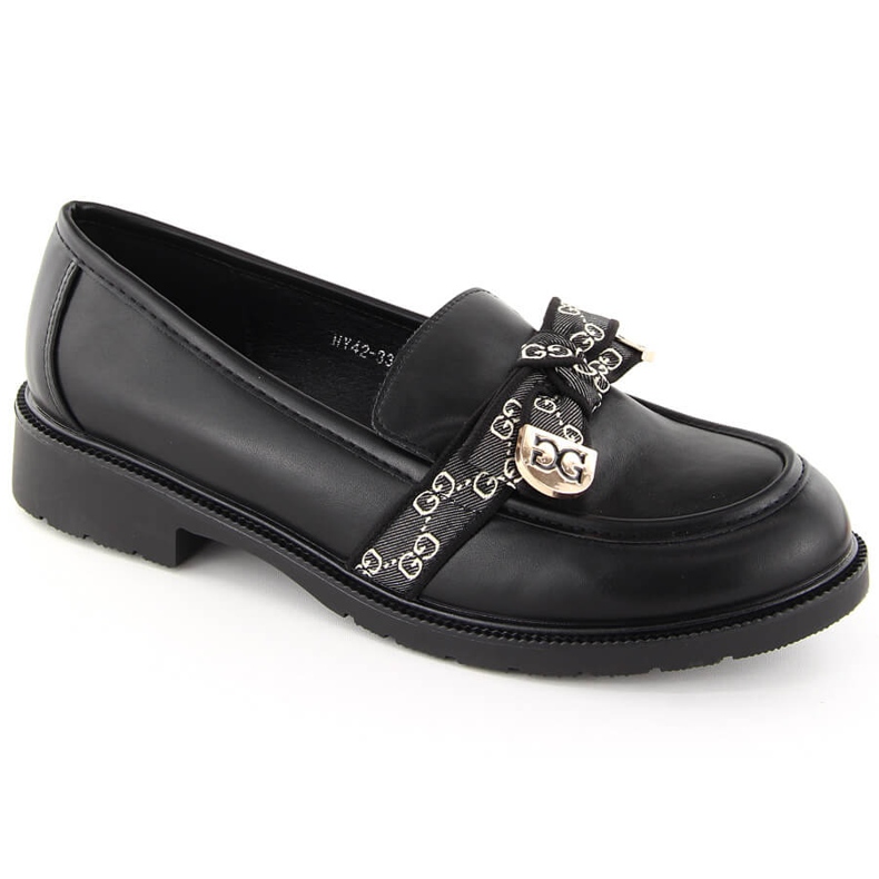 Mocassins femme avec nœud, noir S.Barski HY42-331 le noir