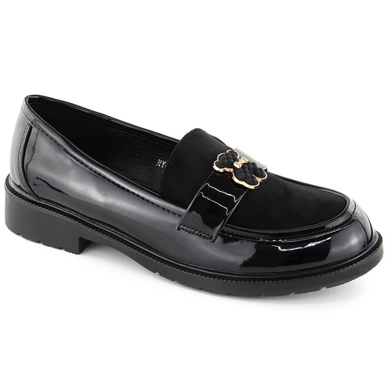 Mocassins femme avec ours en peluche, noir S.Barski HY42-399A le noir