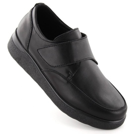 Chaussures en cuir pour femmes avec velcro, noires, T.Sokolski J24-441