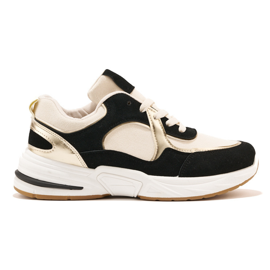 Baskets noires et beiges à semelle épaisse blanc