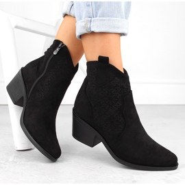 Santiags femme suède ajouré noir S.Barski HY42-944