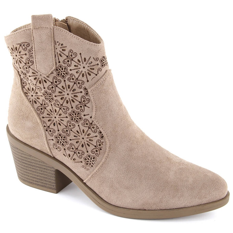 Santiags femme suède ajouré beige S.Barski HY42-944