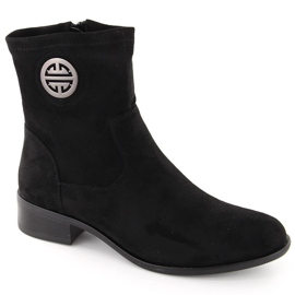Bottines femme en daim avec décoration, noir Jezzi ASA198-28 le noir