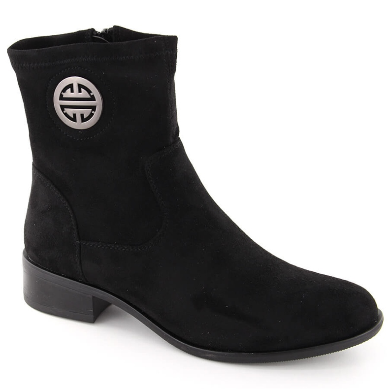 Bottines femme en daim avec décoration, noir Jezzi ASA198-28 le noir