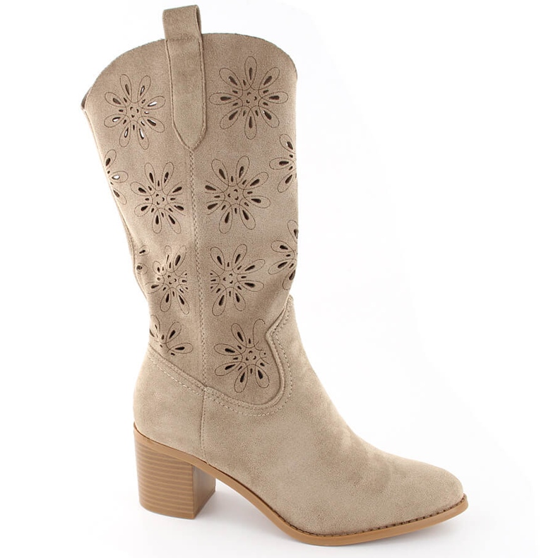 Bottines femme en daim ajouré beige Jezzi RMR2337-11
