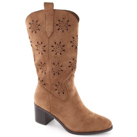 Bottines femme en daim ajouré, marron, Jezzi RMR2337-11 brun