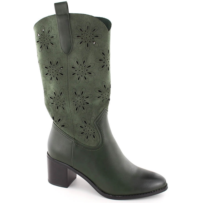 Bottines femme en daim ajouré, vert Jezzi RMR2337-11