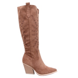 Santiags ajourées Taylor Camel brun