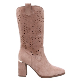 Strokes Bottines à talons ajourées kaki brun