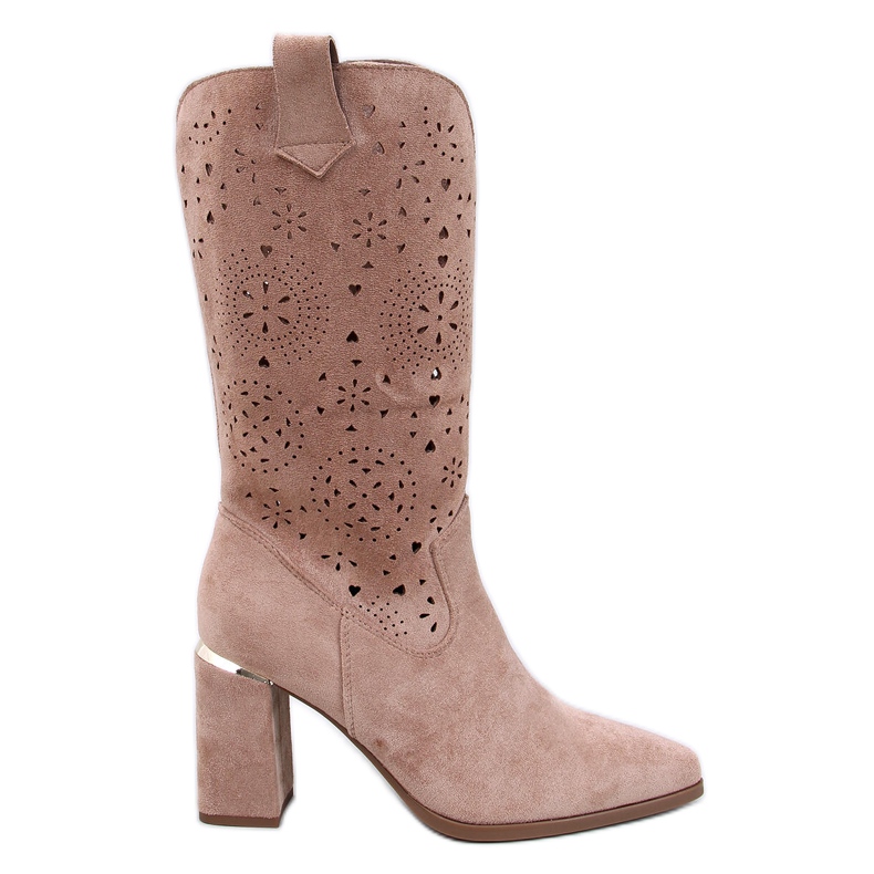 Strokes Bottines à talons ajourées kaki brun