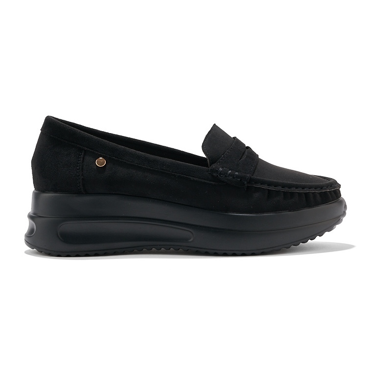 Mocassins noirs en daim sur une plateforme épaisse le noir