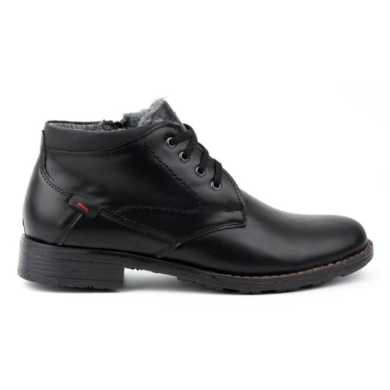 Polbut Chaussures d'hiver en cuir pour hommes C16S noires avec du noir le noir