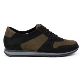 WASAK Baskets en cuir pour hommes 0234W, noires et vertes le noir