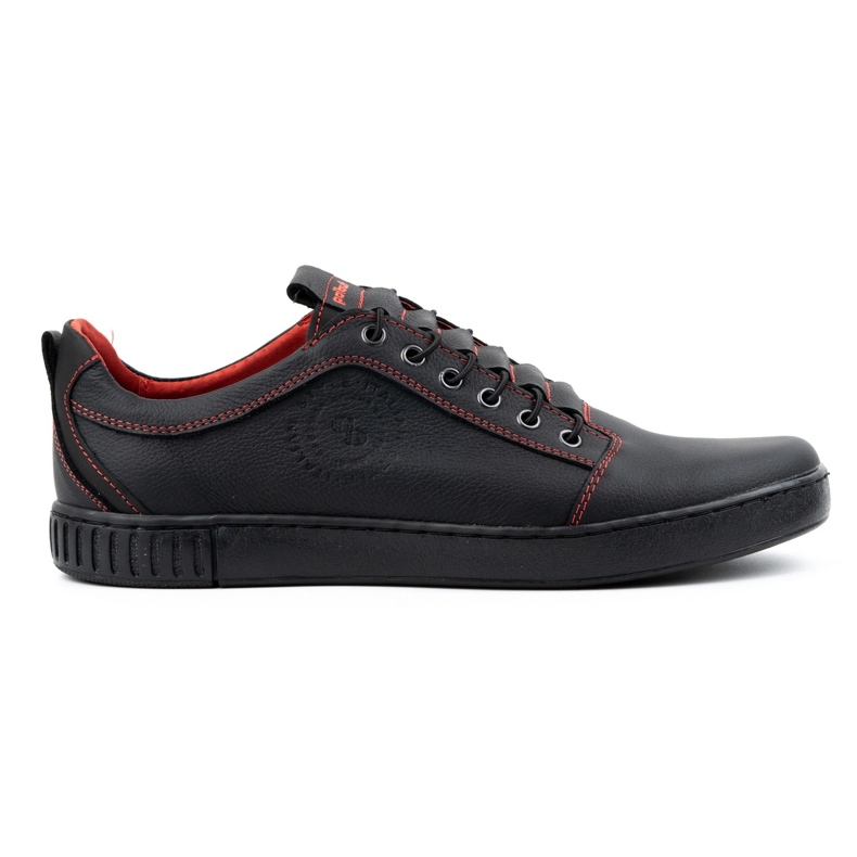 Polbut Chaussures décontractées en cuir pour hommes 2121/2, noires et rouges le noir