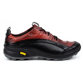 Olivier Chaussures de trekking en cuir pour hommes 405KZ, noires et rouges