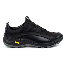 Olivier Chaussures de trekking en cuir pour hommes 405KZ, noires le noir