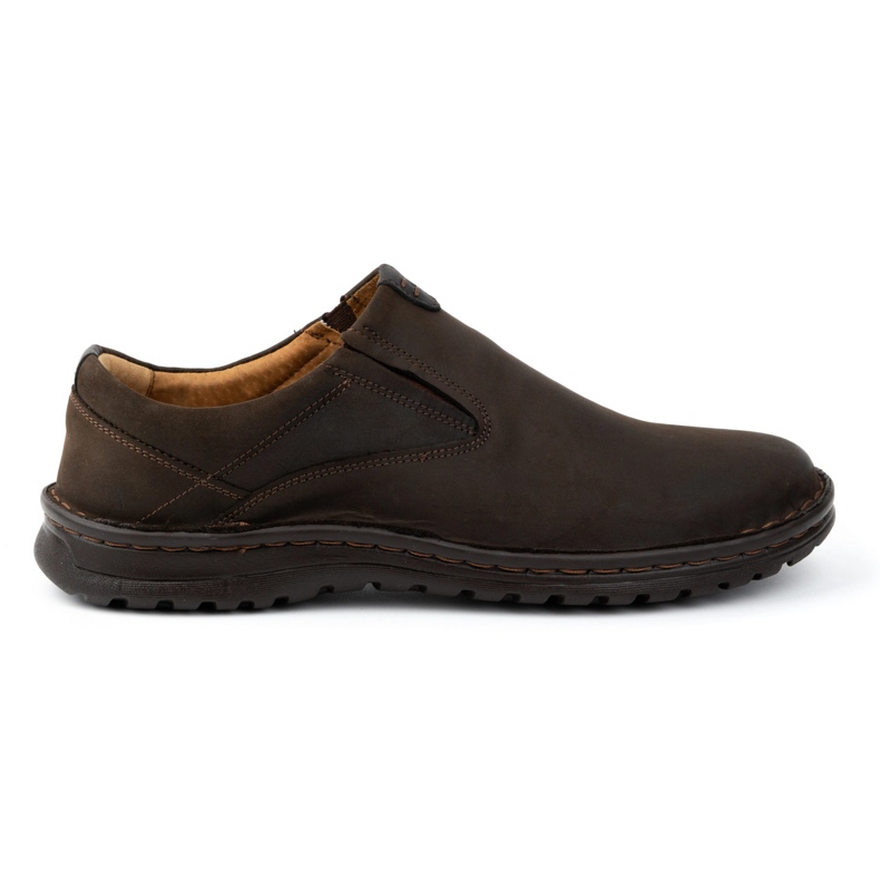 Kampol Chaussures à enfiler en cuir pour hommes 12KAM, marron foncé brun