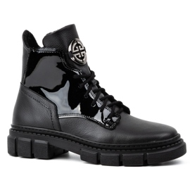 Olivier Bottes d'hiver isolées en cuir pour femme 1169 noir