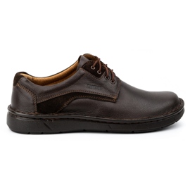 Kampol Chaussures casual en cuir pour hommes 14KAM marron foncé brun