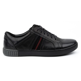 Kampol Chaussures décontractées en cuir pour hommes 29KAM Noir