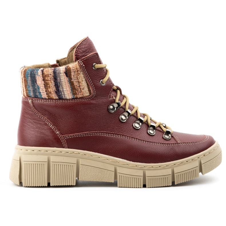 WASAK Chaussures pour femmes, bottines, baskets d'hiver en cuir 0698W, bordeaux rouge WASAK Chaussures pour femmes, bottines, baskets d'hiver en cuir 0698W, bordeaux rouge