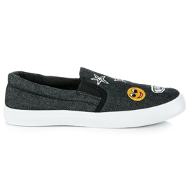Balada Slipons en denim avec patchs le noir Balada Slipons en denim avec patchs le noir