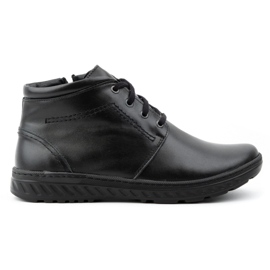 KOMODO Bottines larges à lacets en cuir pour homme, hiver, 926K Noir