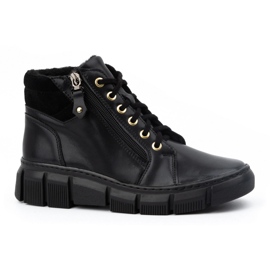 Olivier Bottes d'hiver isolées en cuir pour femme 1180 noir le noir