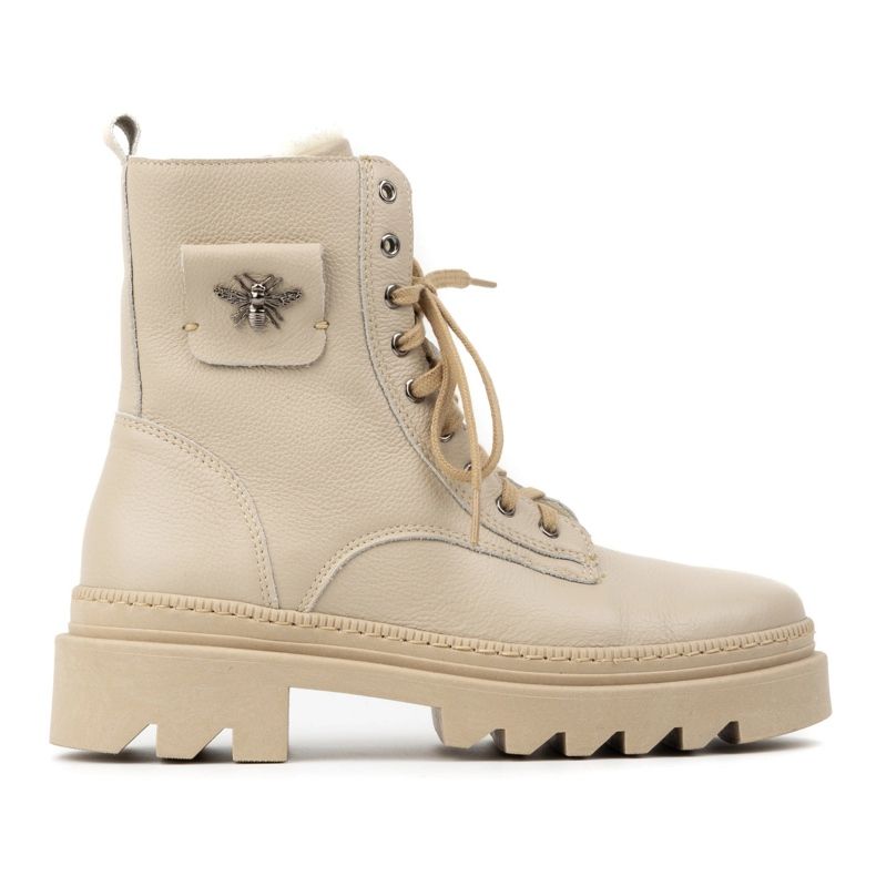 Olivier Bottes d'hiver isolées en cuir pour femme 1186, beige Olivier Bottes d'hiver isolées en cuir pour femme 1186, beige