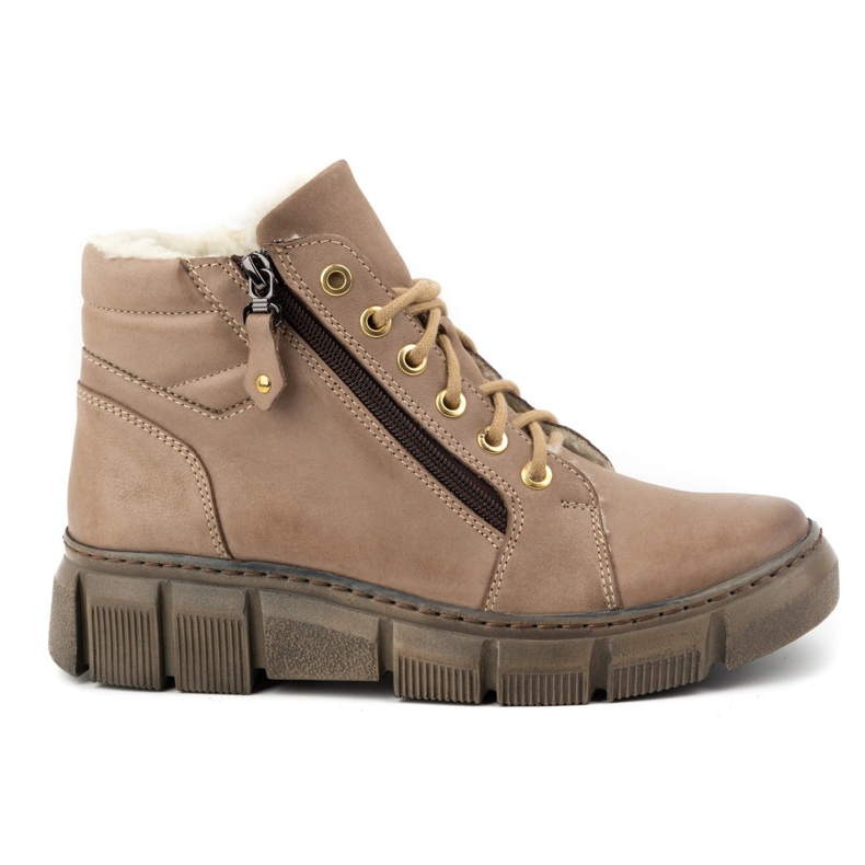 Olivier Bottes d'hiver isolées en cuir pour femme 1180, marron foncé beige