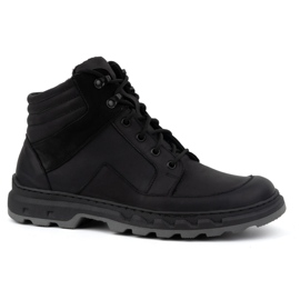 Bottines d'hiver à lacets en cuir pour hommes WASAK 0220 noir