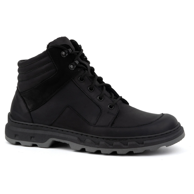 Bottines d'hiver à lacets en cuir pour hommes WASAK 0220 noir le noir