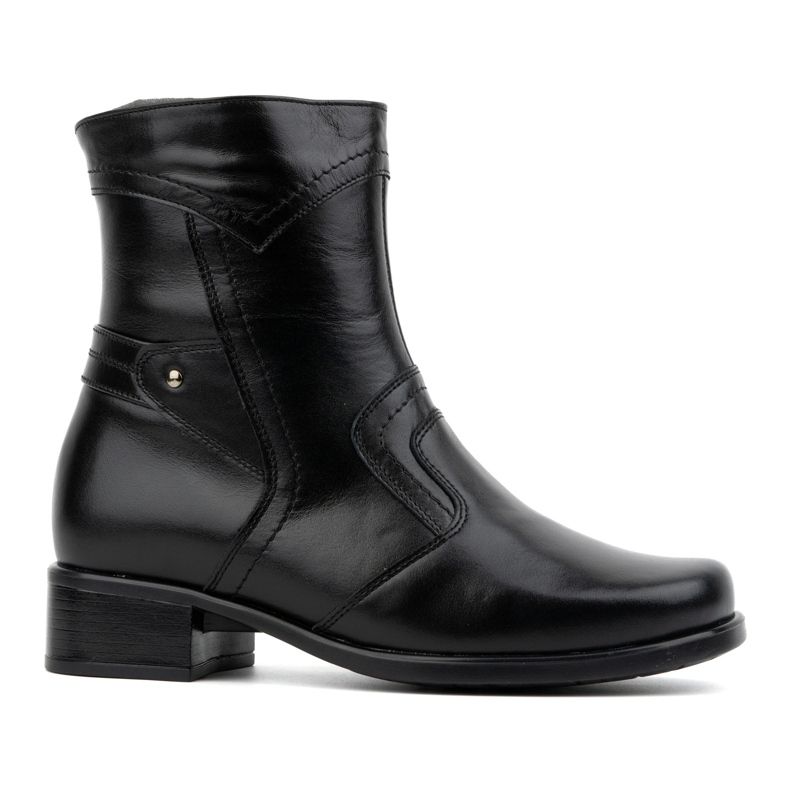 Olivier Bottines isolées en cuir pour femme avec fermeture éclair 888BB, noir le noir