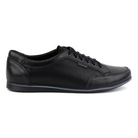 Olivier Chaussures décontractées en cuir pour hommes 410KNT, noires le noir