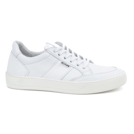 Olivier Chaussures de sport à lacets en cuir pour hommes 872KNT blanc