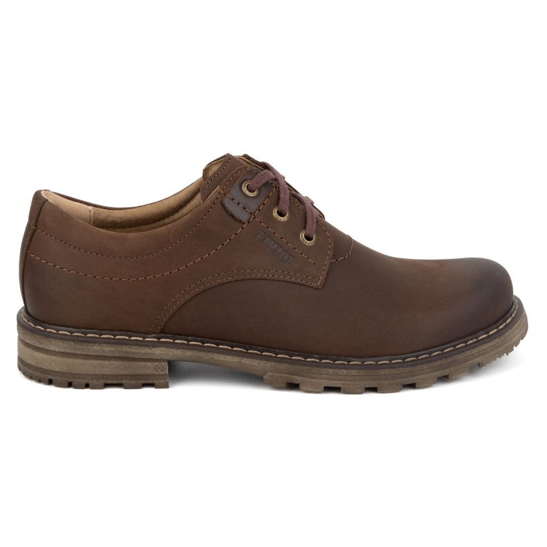 Kampol Bottines en cuir pour hommes, bottines polonaises à lacets, 32KAM, marron brun Kampol Bottines en cuir pour hommes, bottines polonaises à lacets, 32KAM, marron brun