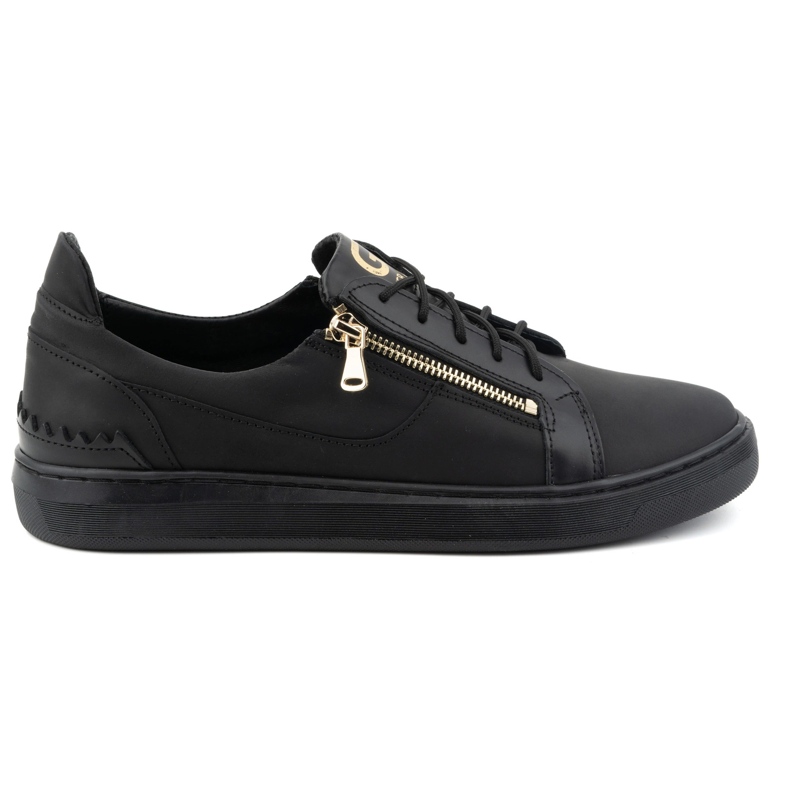 Chaussures décontractées pour hommes en cuir naturel POLBUT 2125, noires le noir Chaussures décontractées pour hommes en cuir naturel POLBUT 2125, noires le noir