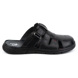 Chaussons cuir homme KAMPOL Polskie stogie 221KAM noir
